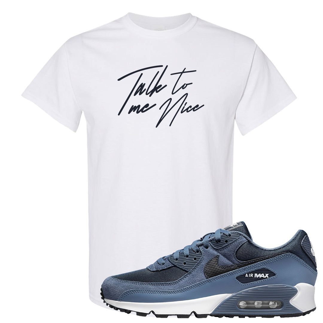 Diffused Blue 90s T Shirt | Talk To Me Nice, White