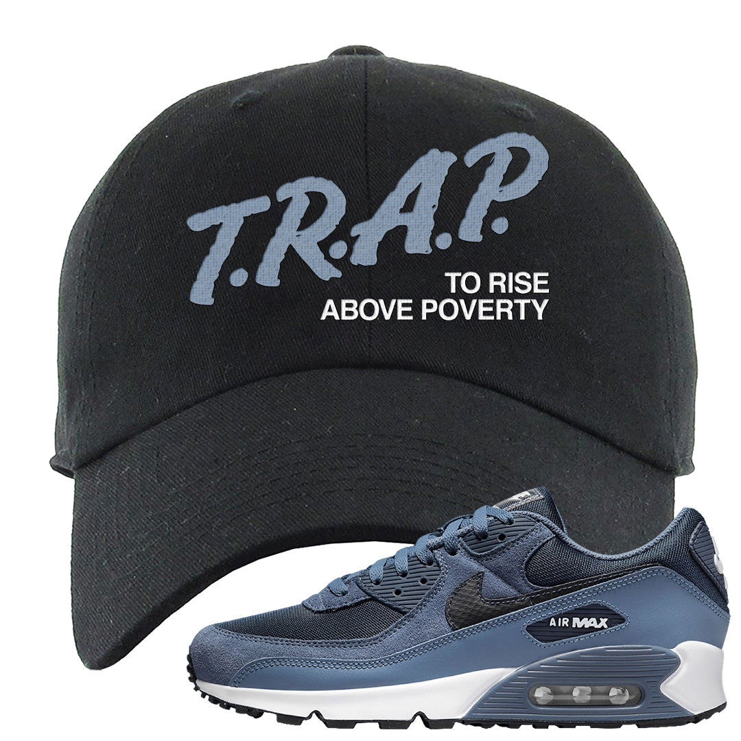 Diffused Blue 90s Dad Hat | Trap To Rise Above Poverty, Black