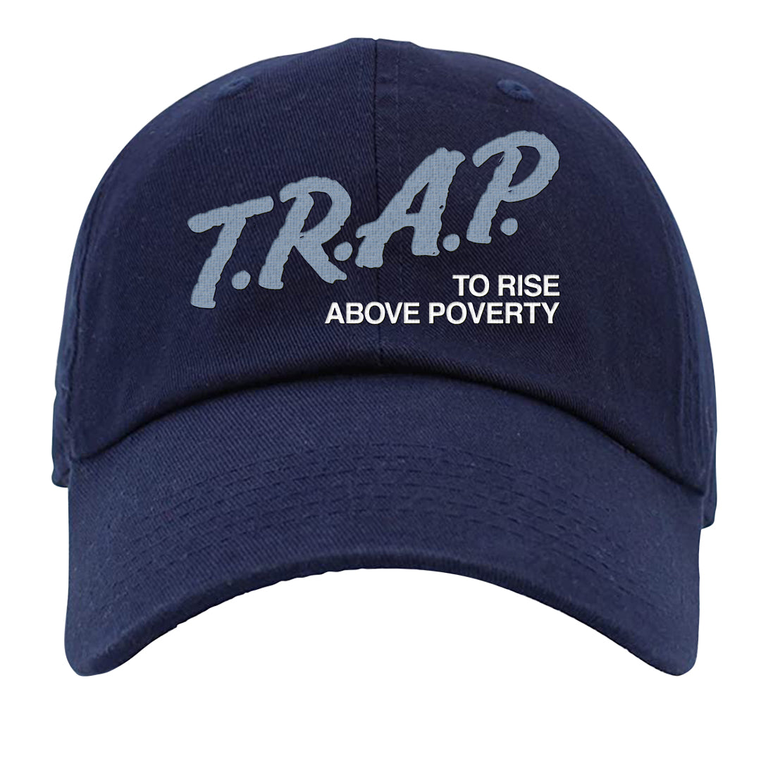 Diffused Blue 90s Dad Hat | Trap To Rise Above Poverty, Navy Blue