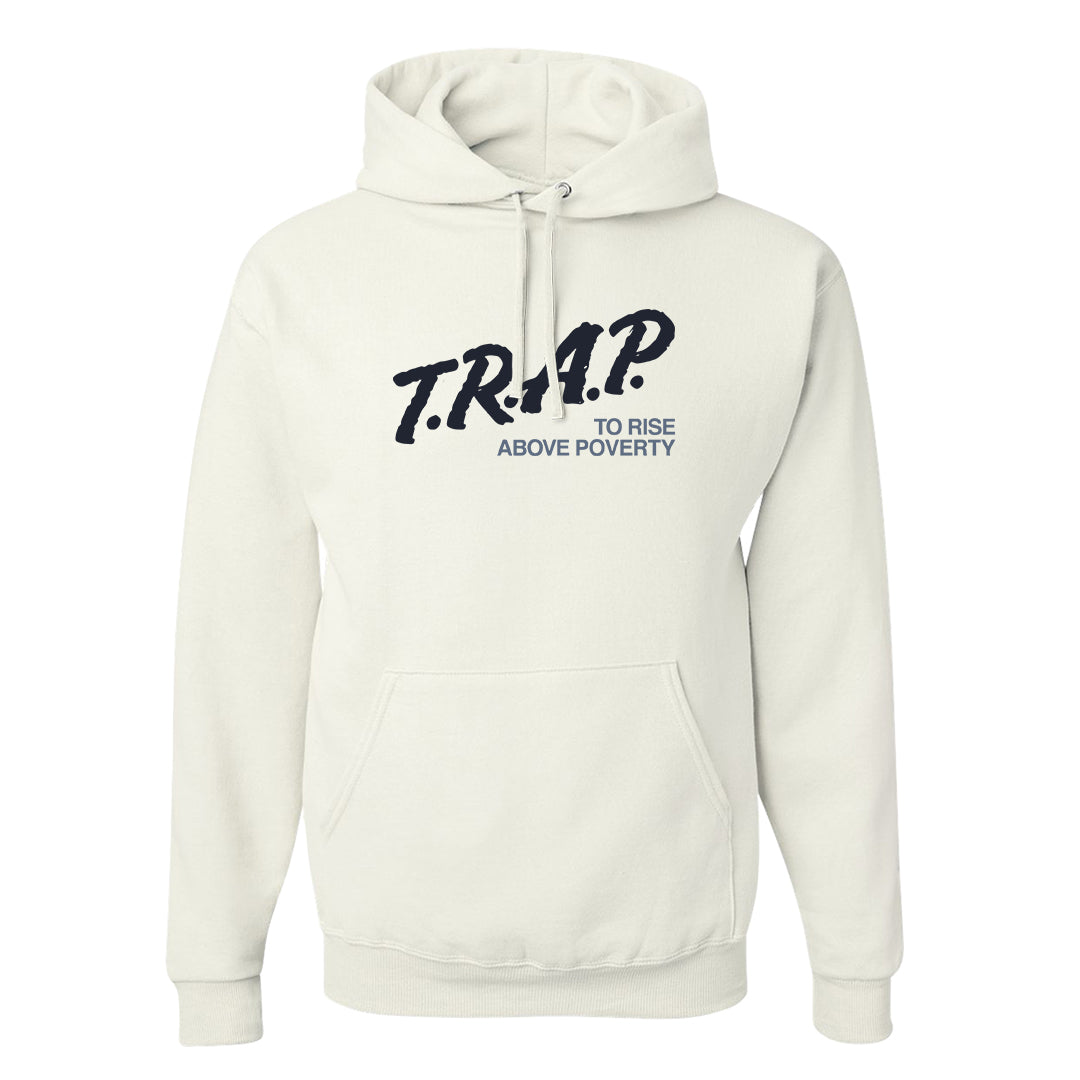 Diffused Blue 90s Hoodie | Trap To Rise Above Poverty, White