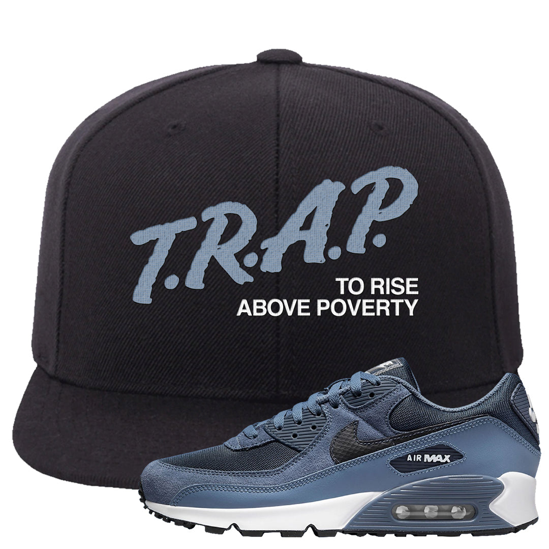 Diffused Blue 90s Snapback Hat | Trap To Rise Above Poverty, Black