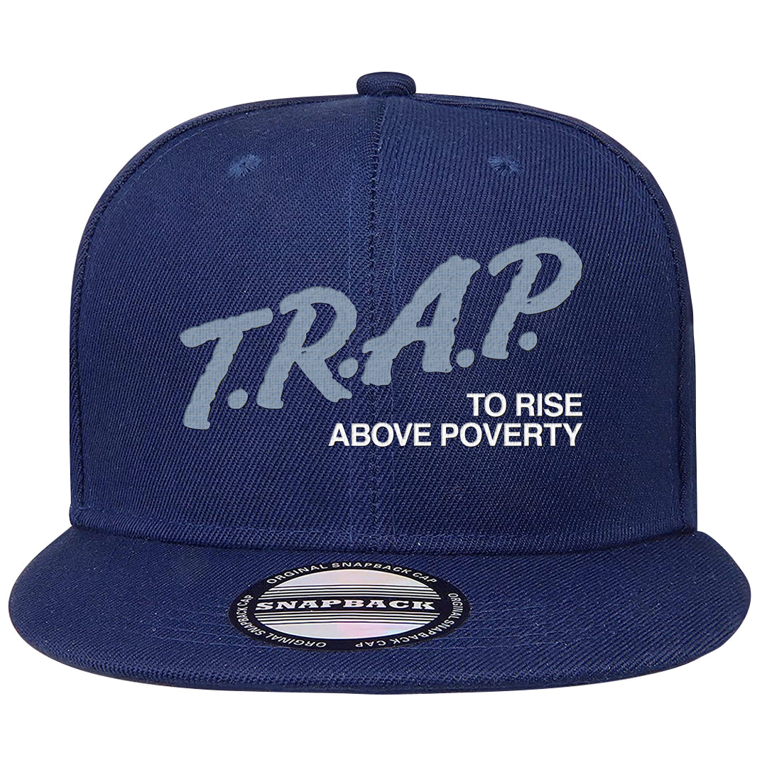 Diffused Blue 90s Snapback Hat | Trap To Rise Above Poverty, Navy