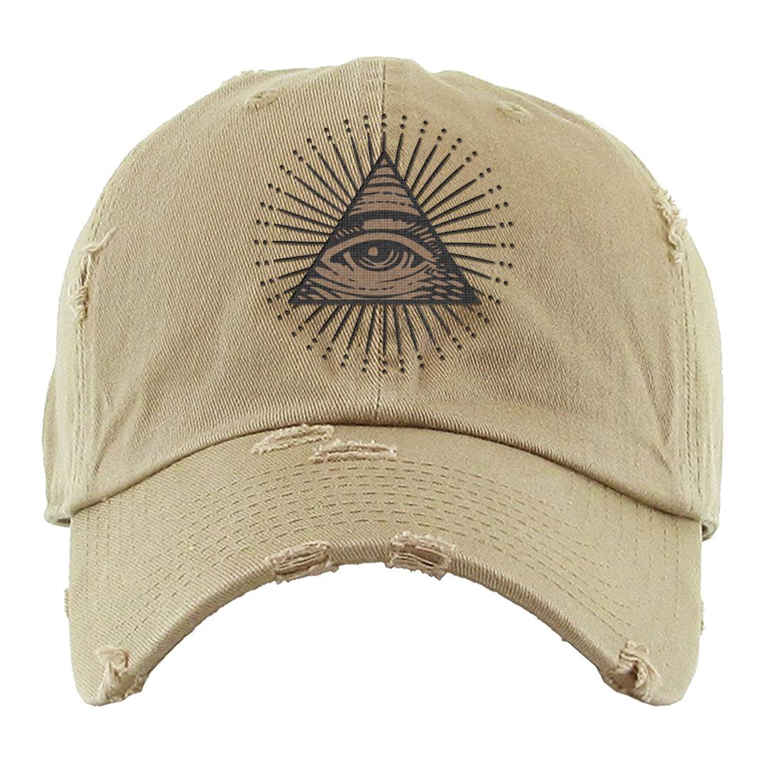 Desert Camo 90s Distressed Dad Hat | All Seeing Eye, Khaki