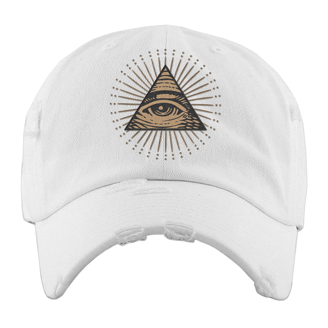 Desert Camo 90s Distressed Dad Hat | All Seeing Eye, White