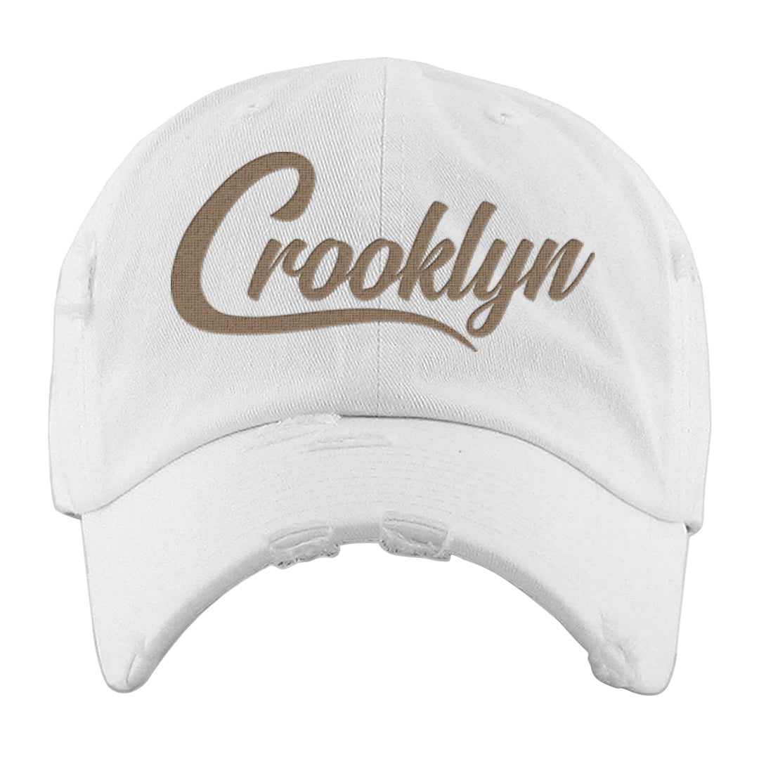 Desert Camo 90s Distressed Dad Hat | Crooklyn, White