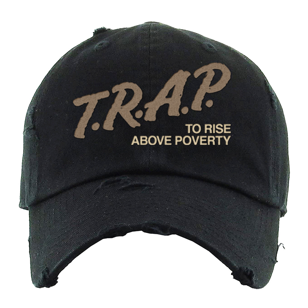Desert Camo 90s Distressed Dad Hat | Trap To Rise Above Poverty, Black