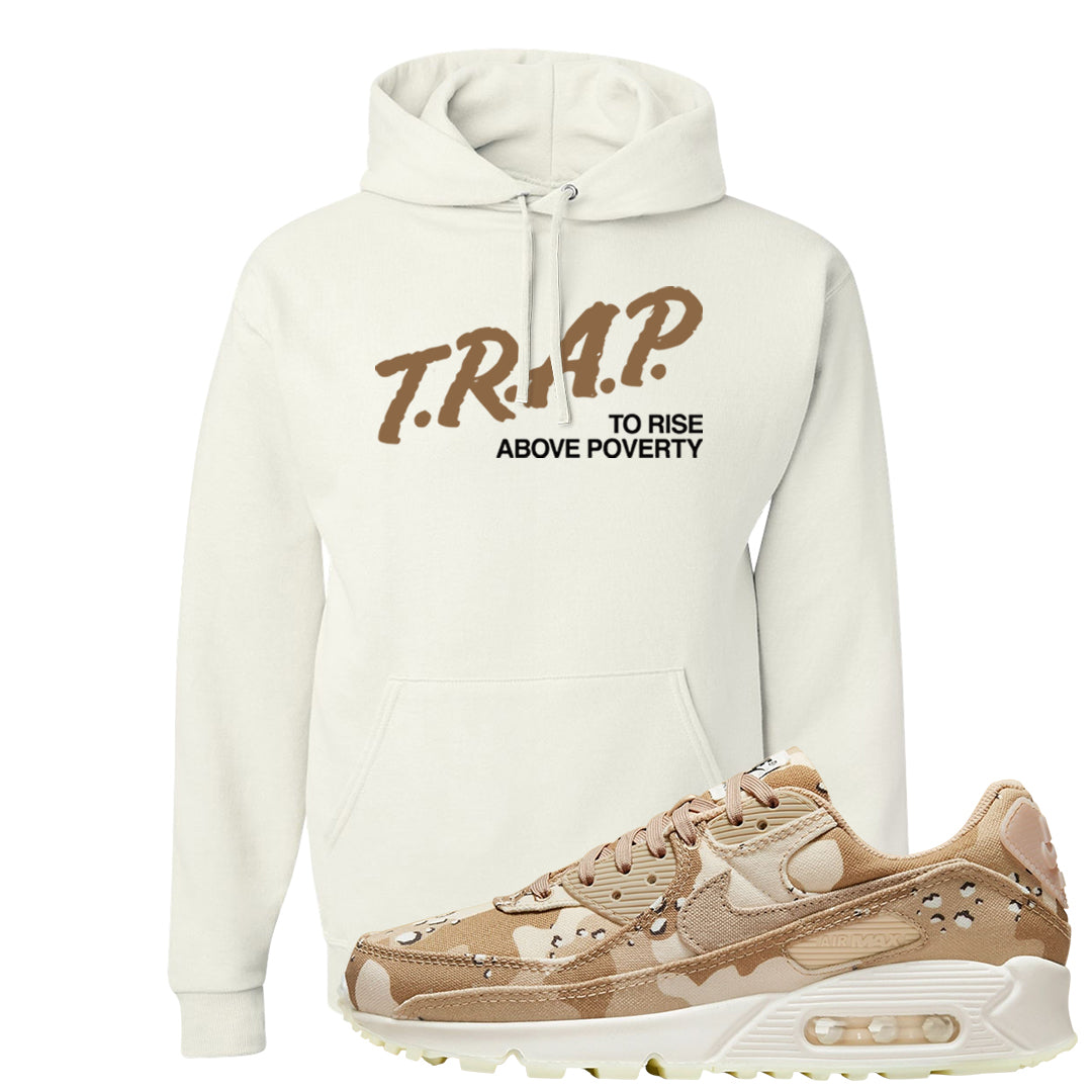 Desert Camo 90s Hoodie | Trap To Rise Above Poverty, White