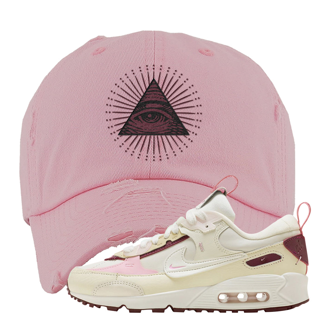Valentine's Day 2023 Futura 90s Distressed Dad Hat | All Seeing Eye, Light Pink