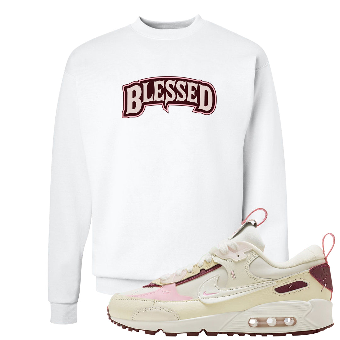 Valentine's Day 2023 Futura 90s Crewneck Sweatshirt | Blessed Arch, White