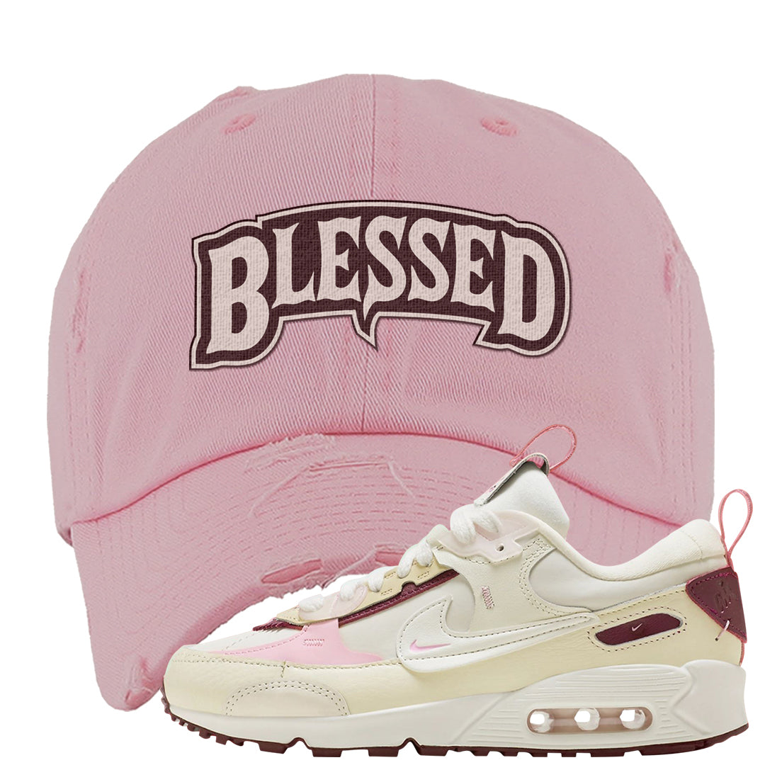Valentine's Day 2023 Futura 90s Distressed Dad Hat | Blessed Arch, Light Pink