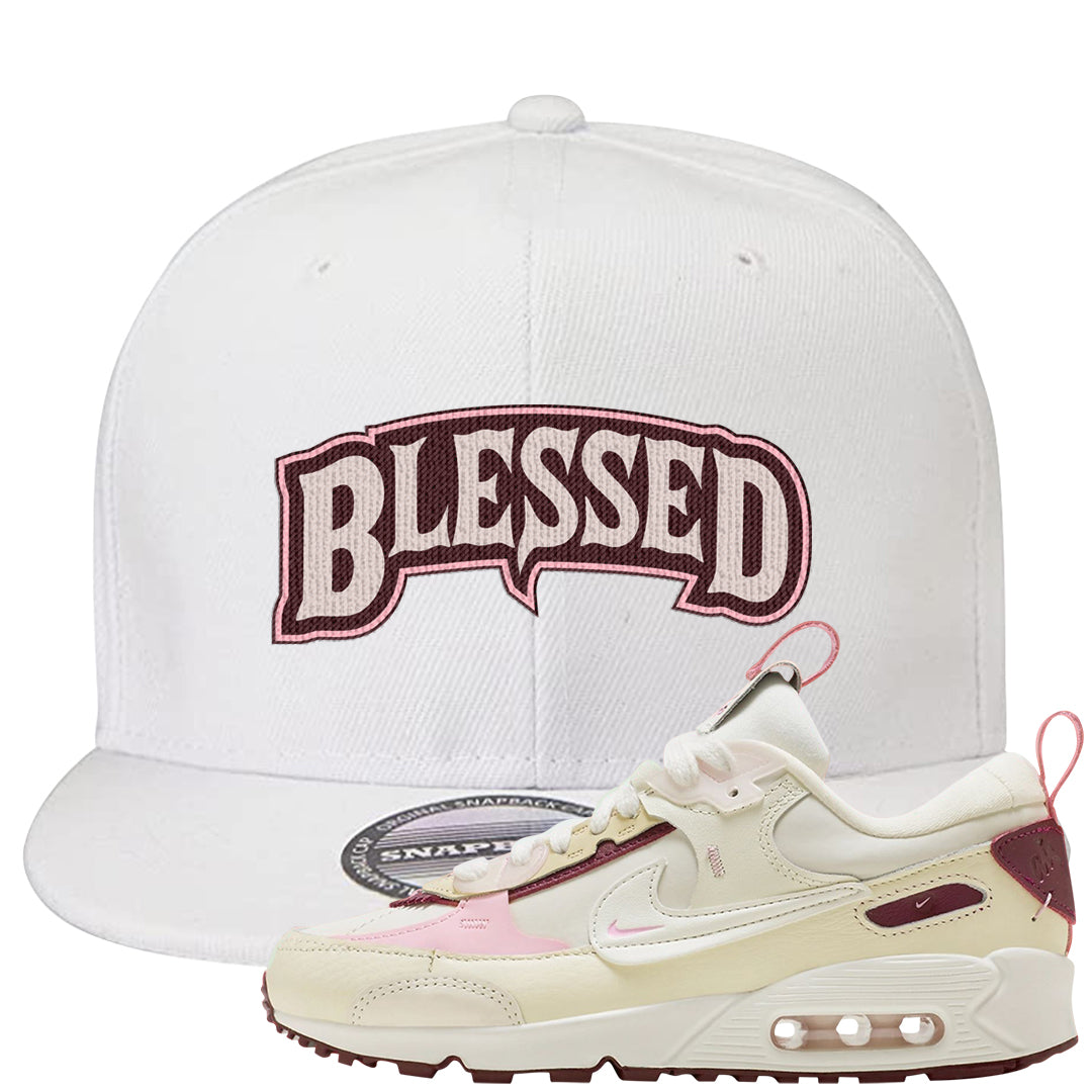 Valentine's Day 2023 Futura 90s Snapback Hat | Blessed Arch, White