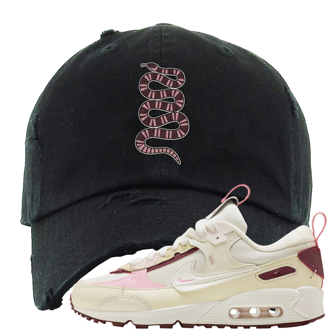 Valentine's Day 2023 Futura 90s Distressed Dad Hat | Coiled Snake, Black