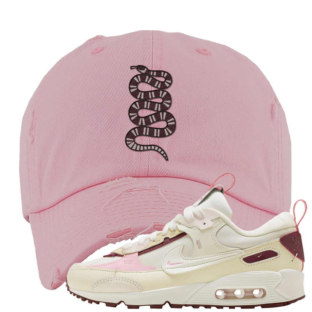 Valentine's Day 2023 Futura 90s Distressed Dad Hat | Coiled Snake, Light Pink