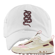 Valentine's Day 2023 Futura 90s Distressed Dad Hat | Coiled Snake, White