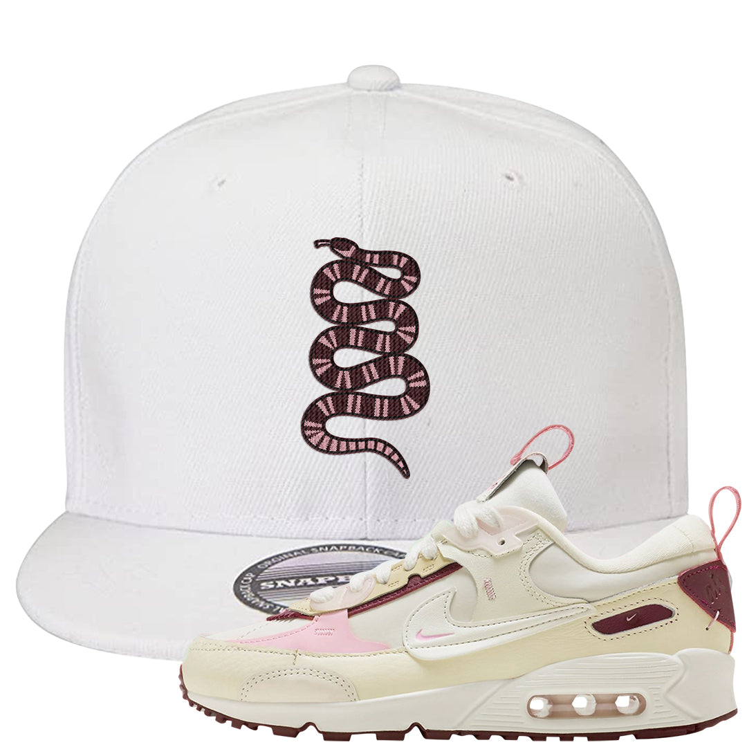 Valentine's Day 2023 Futura 90s Snapback Hat | Coiled Snake, White