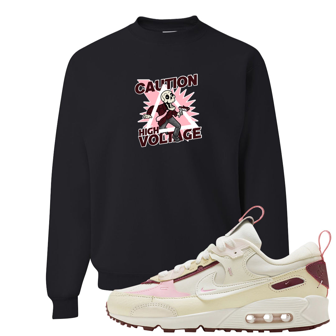 Valentine's Day 2023 Futura 90s Crewneck Sweatshirt | Caution High Voltage, Black