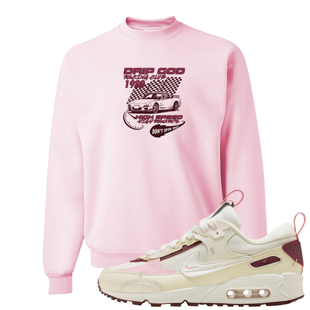 Valentine's Day 2023 Futura 90s Crewneck Sweatshirt | Drip God Racing Club, Light Pink