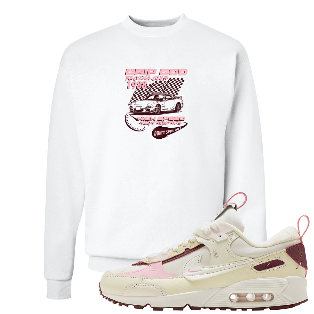 Valentine's Day 2023 Futura 90s Crewneck Sweatshirt | Drip God Racing Club, White