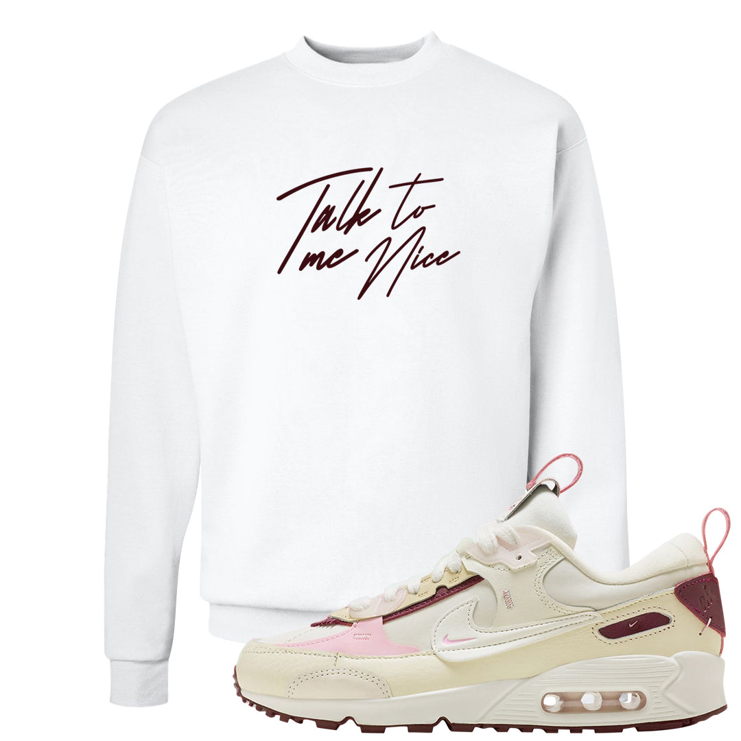 Valentine's Day 2023 Futura 90s Crewneck Sweatshirt | Talk To Me Nice, White