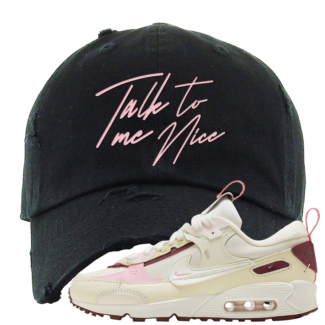 Valentine's Day 2023 Futura 90s Distressed Dad Hat | Talk To Me Nice, Black