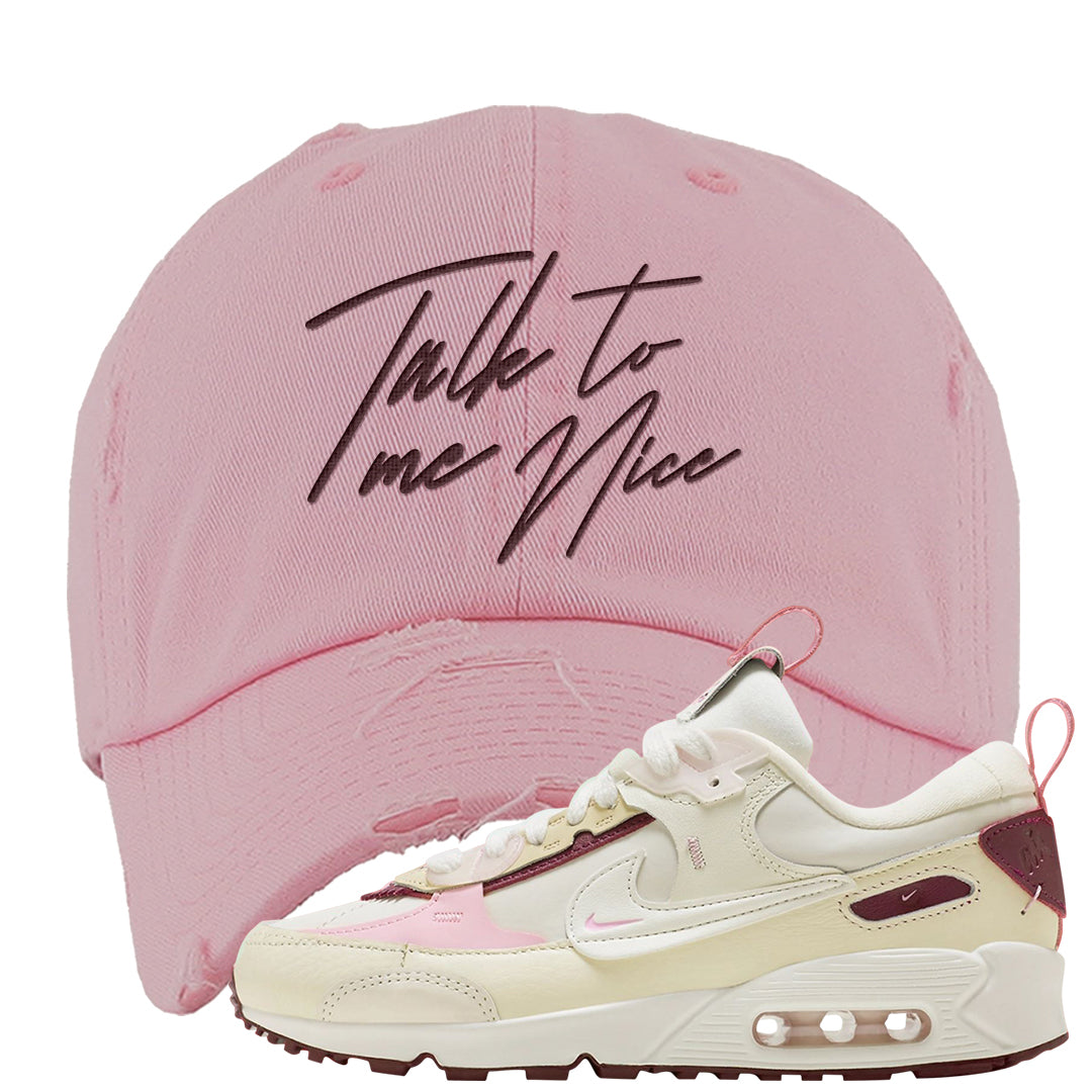 Valentine's Day 2023 Futura 90s Distressed Dad Hat | Talk To Me Nice, Light Pink