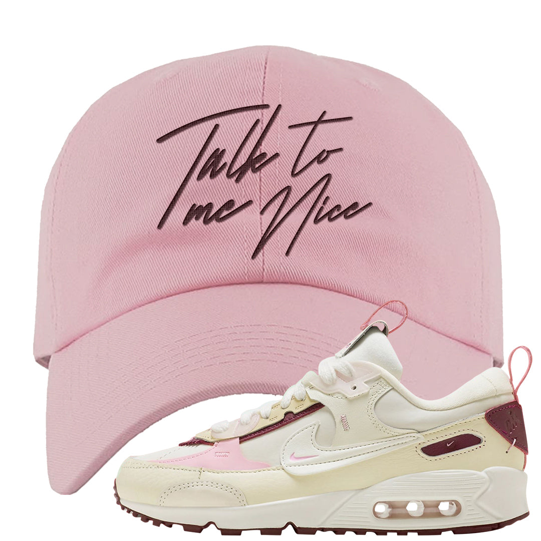 Valentine's Day 2023 Futura 90s Dad Hat | Talk To Me Nice, Light Pink