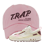 Valentine's Day 2023 Futura 90s Distressed Dad Hat | Trap To Rise Above Poverty, Light Pink