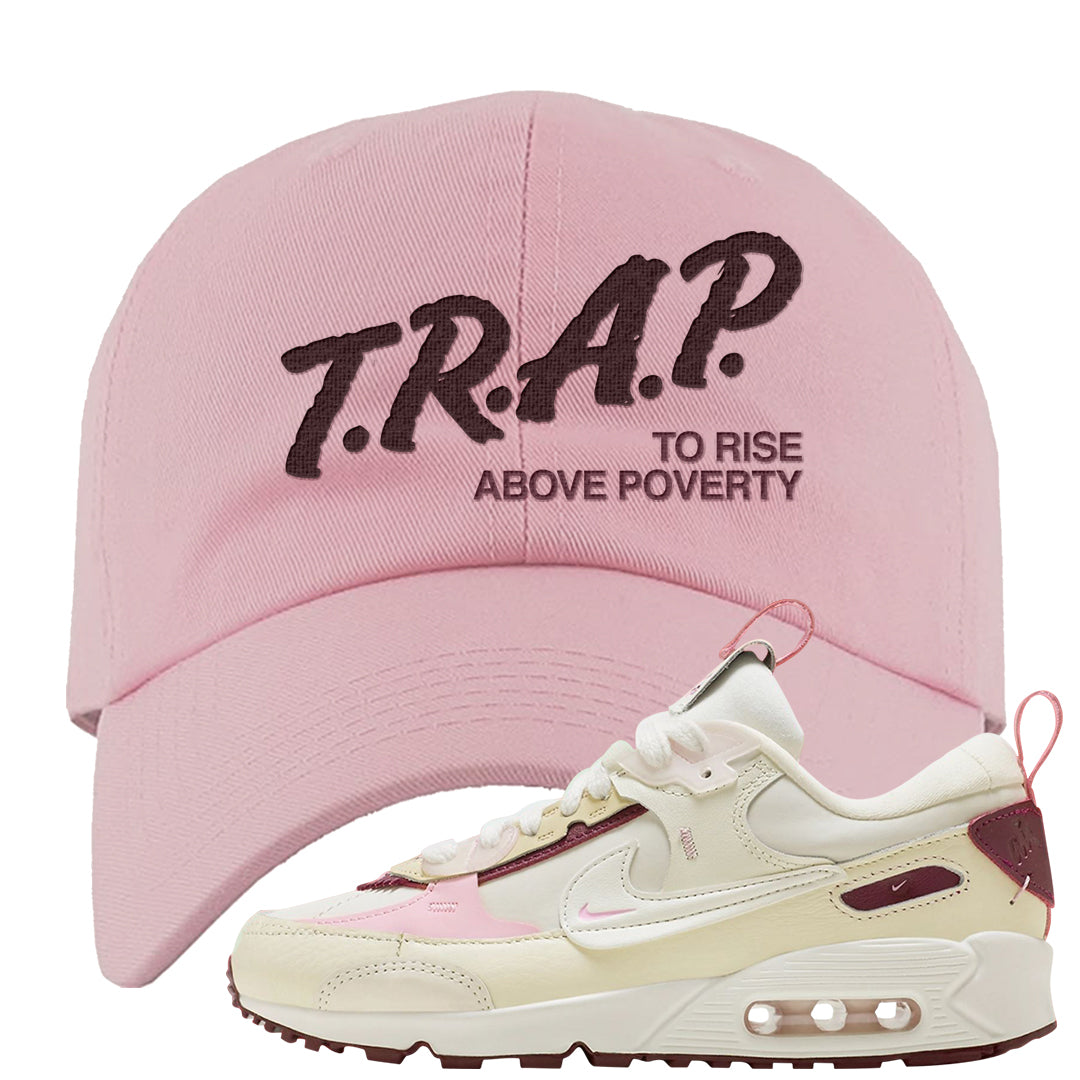 Valentine's Day 2023 Futura 90s Dad Hat | Trap To Rise Above Poverty, Light Pink