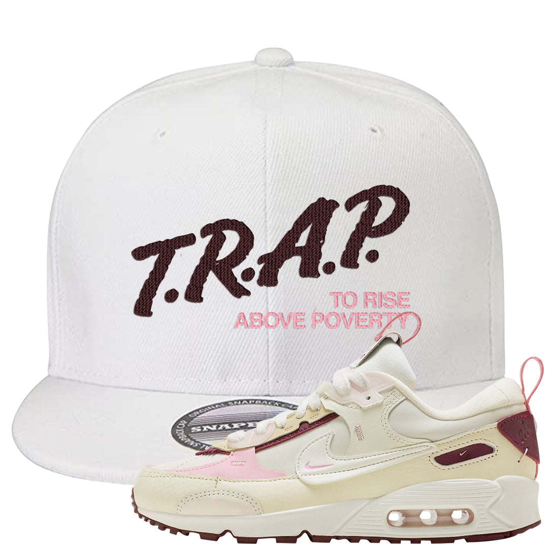 Valentine's Day 2023 Futura 90s Snapback Hat | Trap To Rise Above Poverty, White