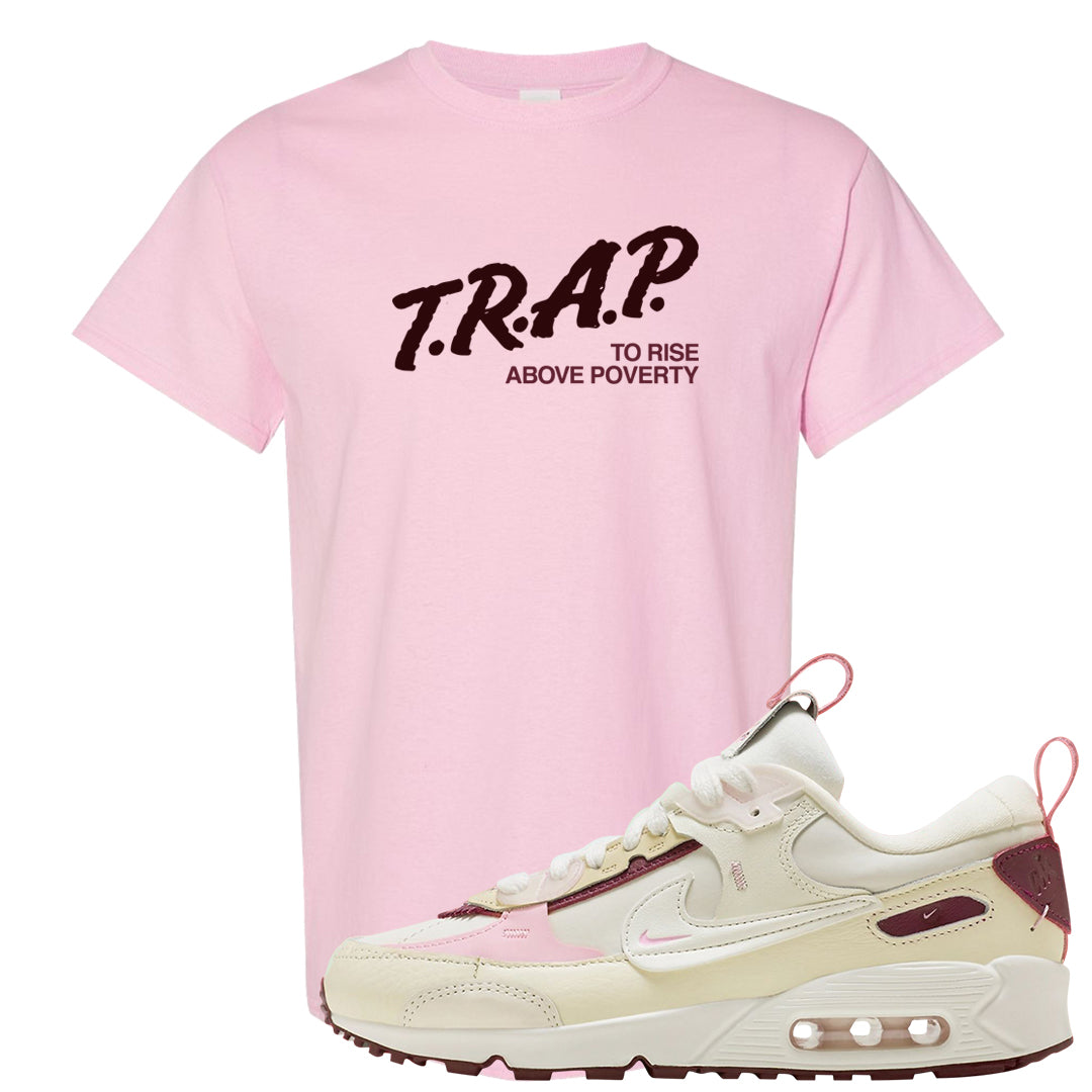 Valentine's Day 2023 Futura 90s T Shirt | Trap To Rise Above Poverty, Light Pink