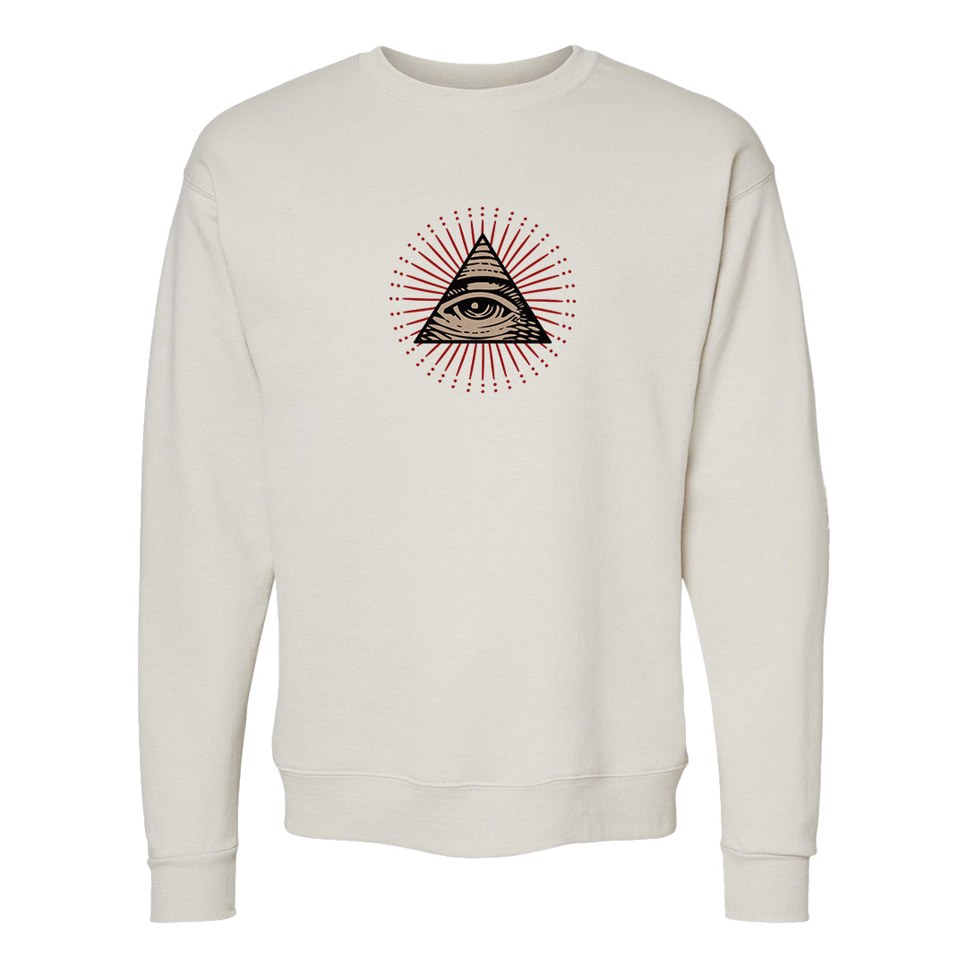 Pale Ivory Picante Red 90s Crewneck Sweatshirt | All Seeing Eye, Sand