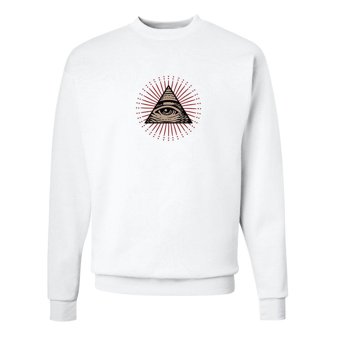 Pale Ivory Picante Red 90s Crewneck Sweatshirt | All Seeing Eye, White