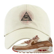Pale Ivory Picante Red 90s Dad Hat | All Seeing Eye, White