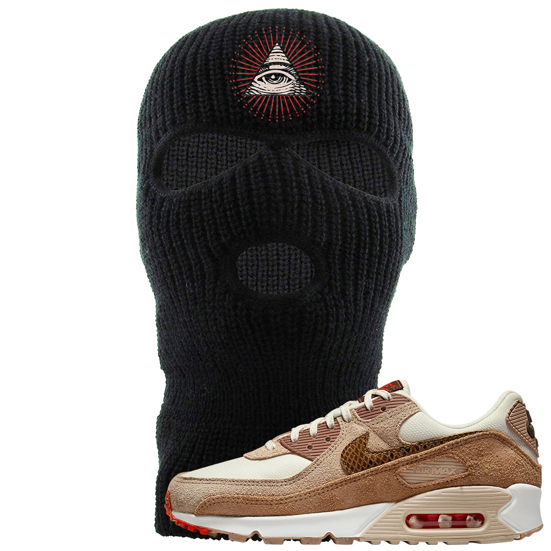 Pale Ivory Picante Red 90s Ski Mask | All Seeing Eye, Black