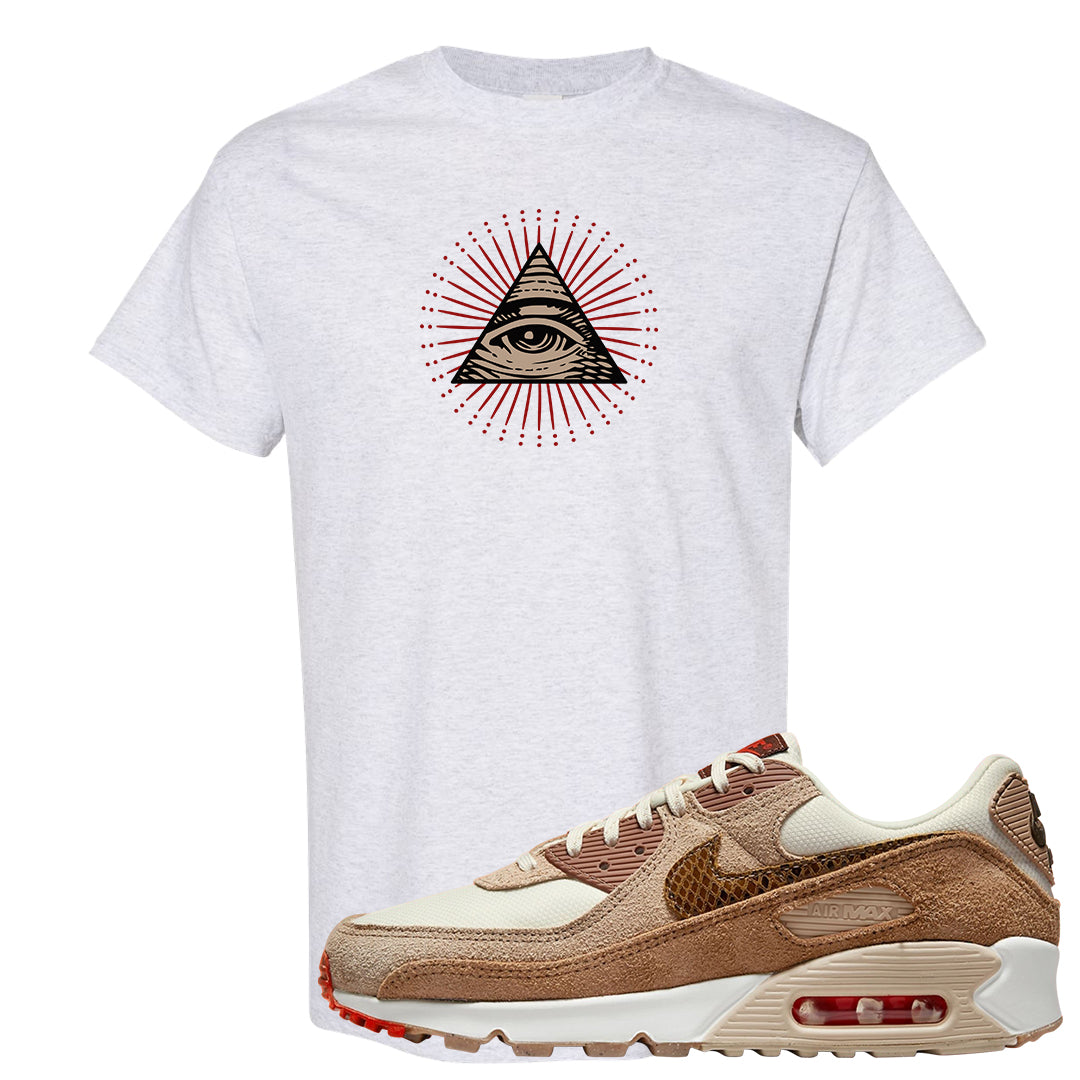 Pale Ivory Picante Red 90s T Shirt | All Seeing Eye, Ash