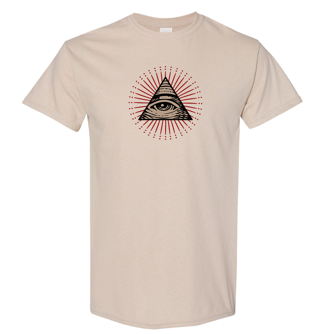 Pale Ivory Picante Red 90s T Shirt | All Seeing Eye, Sand