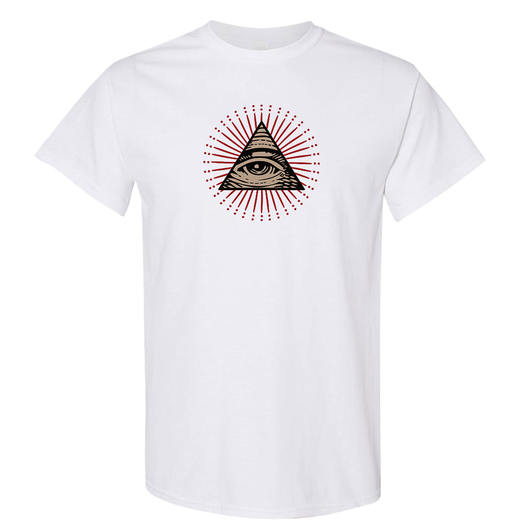 Pale Ivory Picante Red 90s T Shirt | All Seeing Eye, White