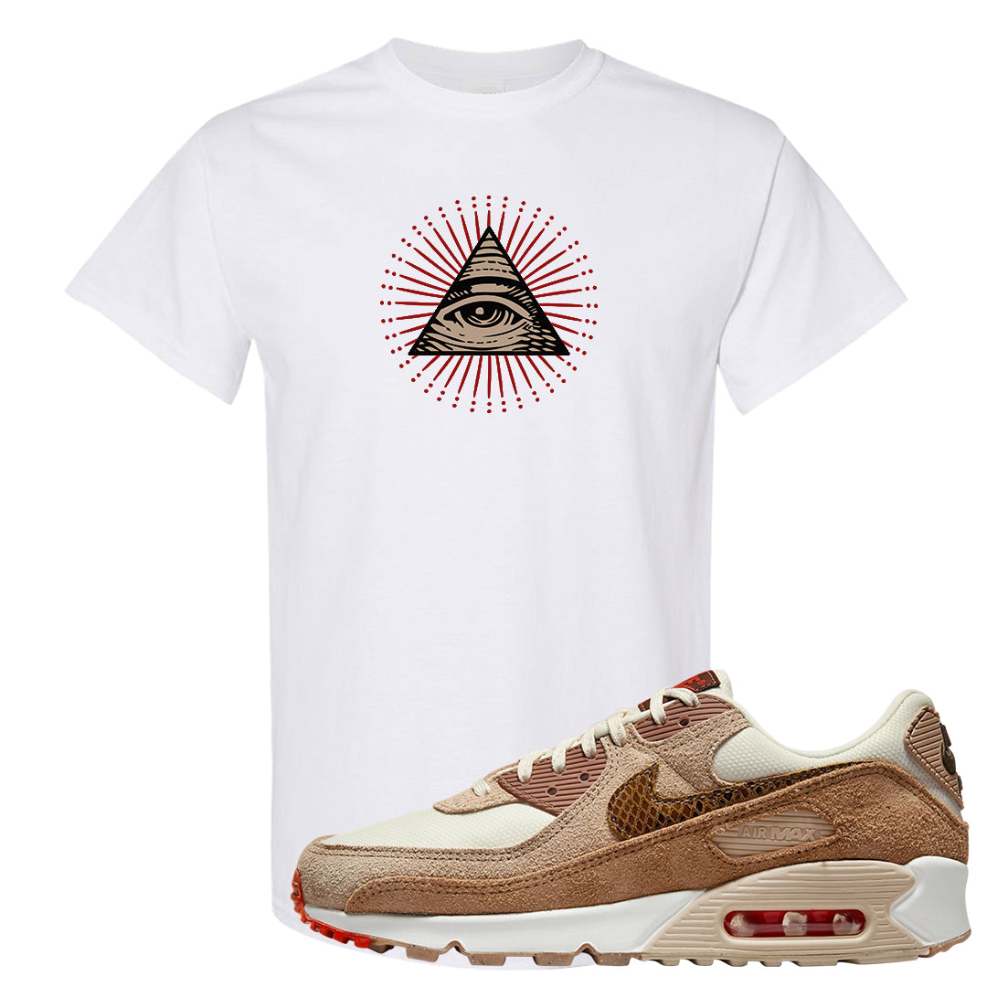 Pale Ivory Picante Red 90s T Shirt | All Seeing Eye, White