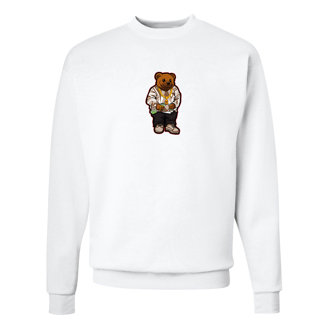 Pale Ivory Picante Red 90s Crewneck Sweatshirt | Sweater Bear, White