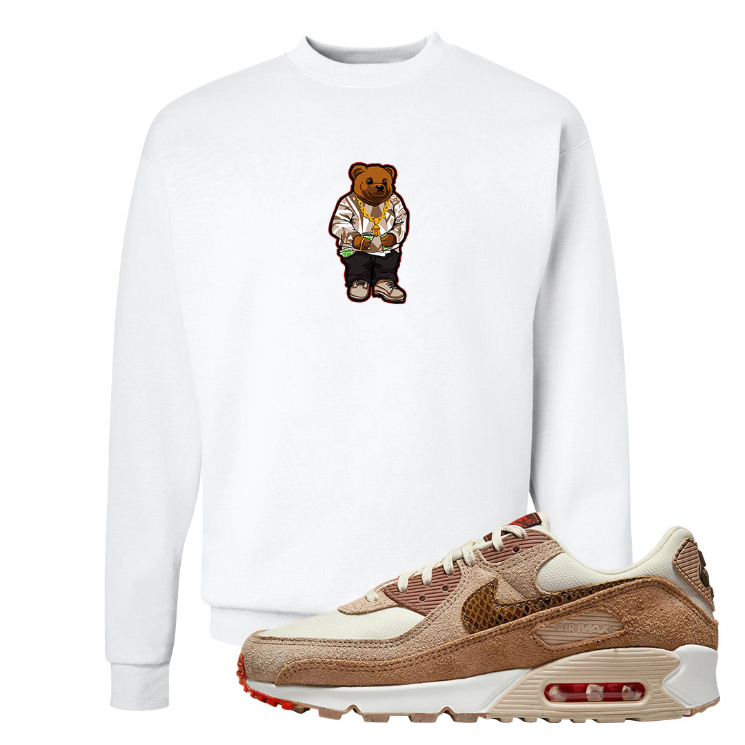 Pale Ivory Picante Red 90s Crewneck Sweatshirt | Sweater Bear, White