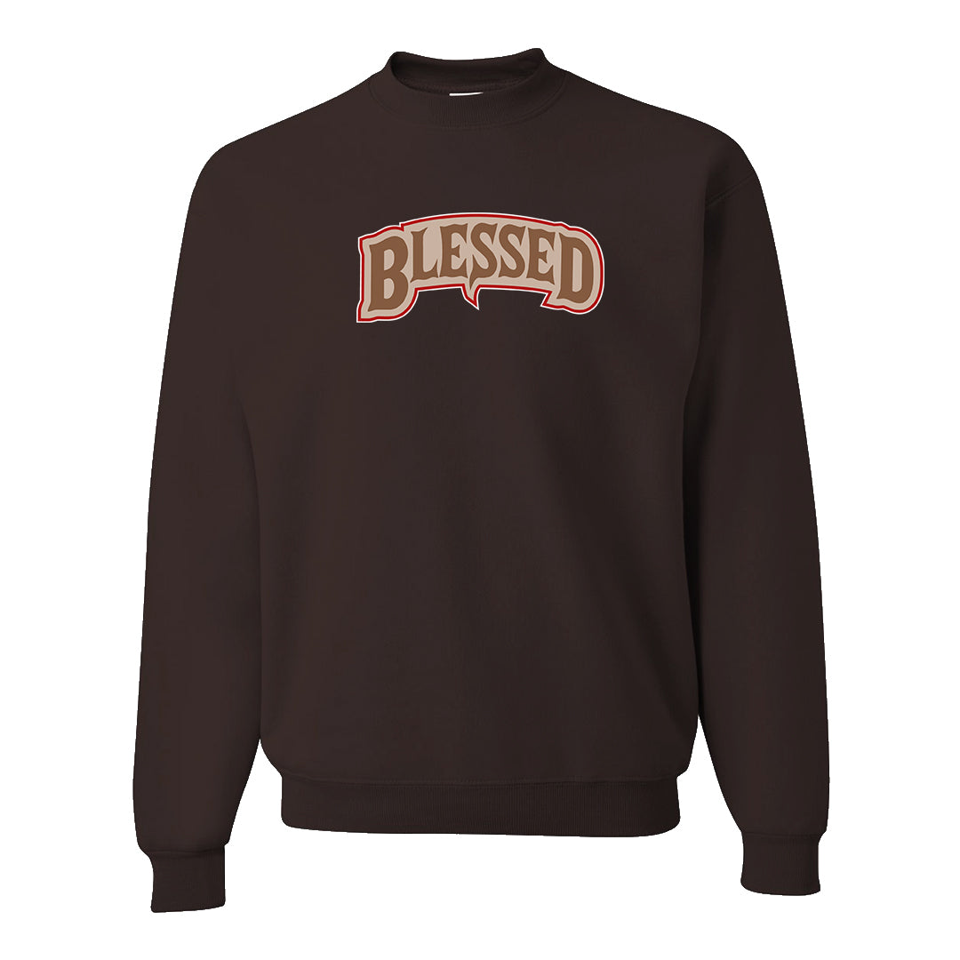 Pale Ivory Picante Red 90s Crewneck Sweatshirt | Blessed Arch, Dark Chocolate