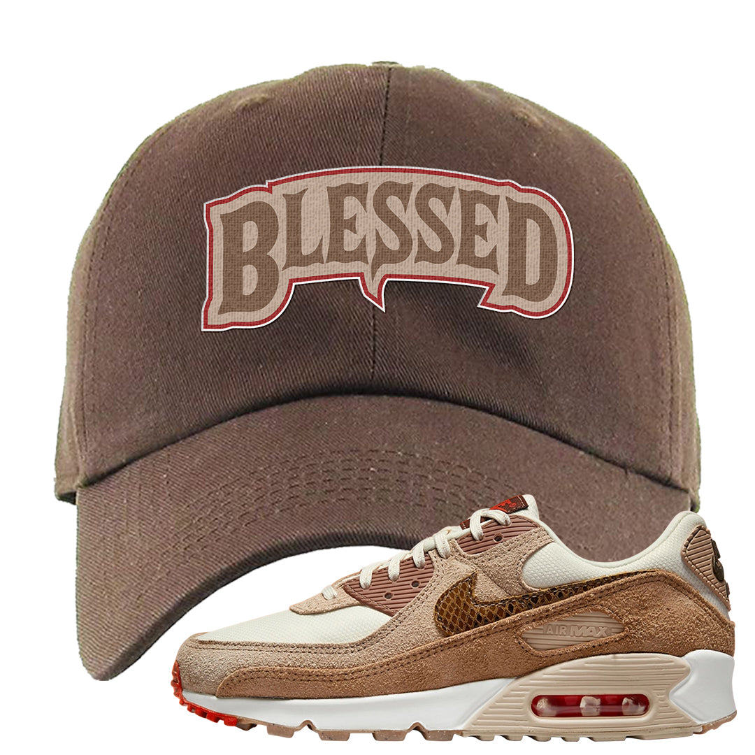 Pale Ivory Picante Red 90s Dad Hat | Blessed Arch, Brown