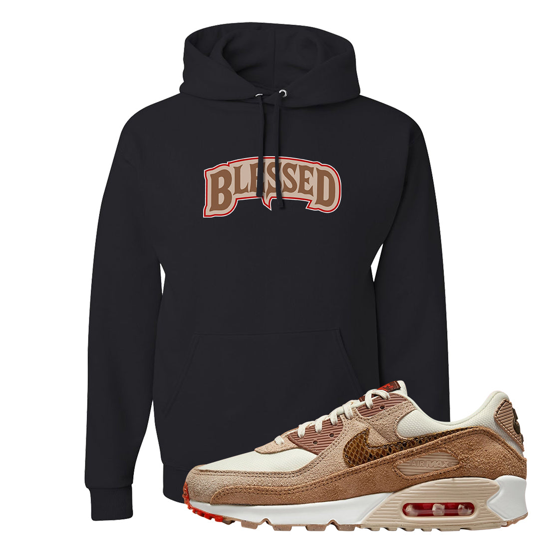 Pale Ivory Picante Red 90s Hoodie | Blessed Arch, Black