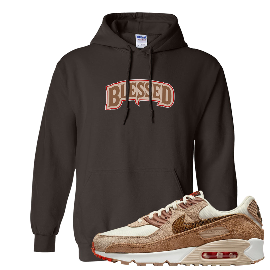 Pale Ivory Picante Red 90s Hoodie | Blessed Arch, Dark Chocolate
