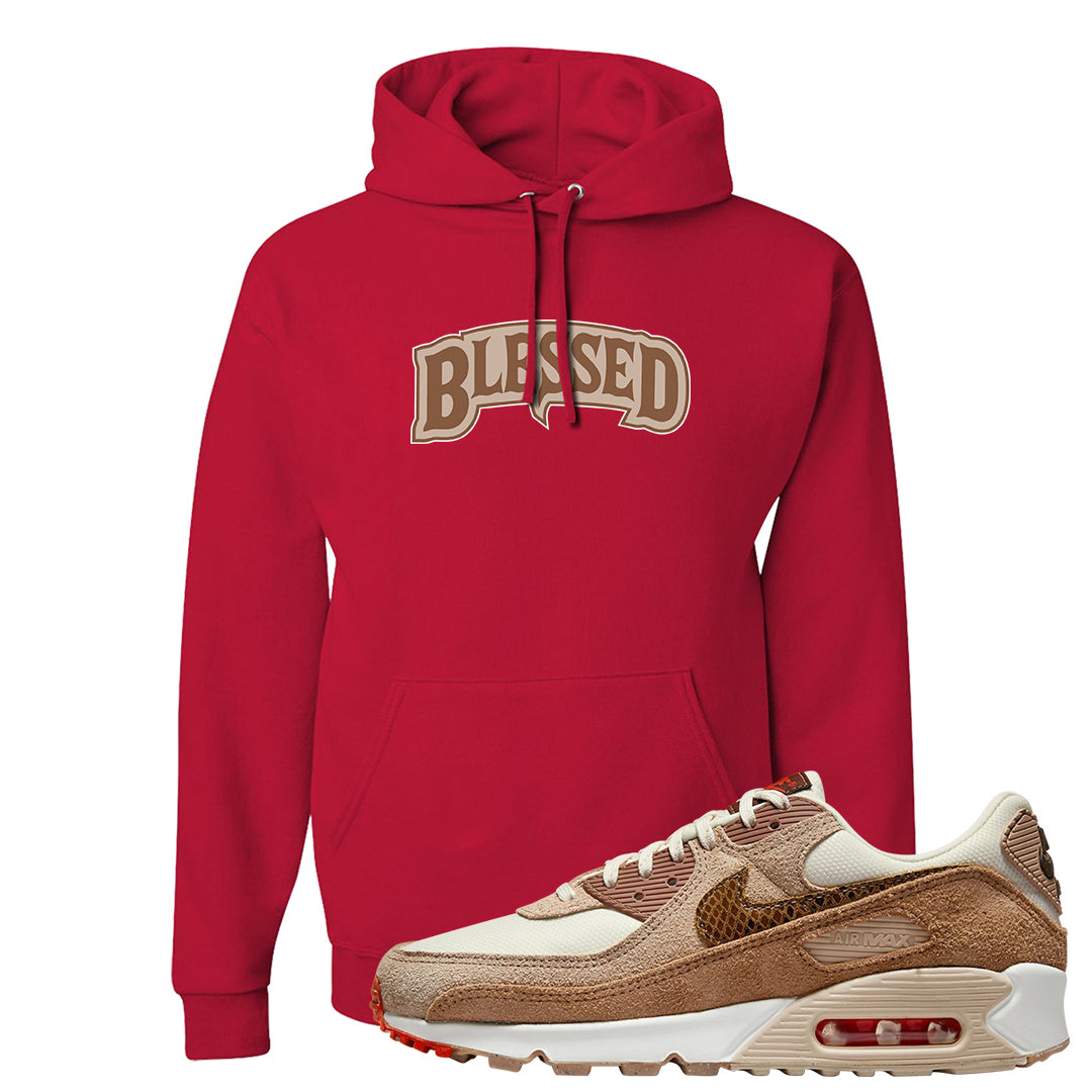 Pale Ivory Picante Red 90s Hoodie | Blessed Arch, Red
