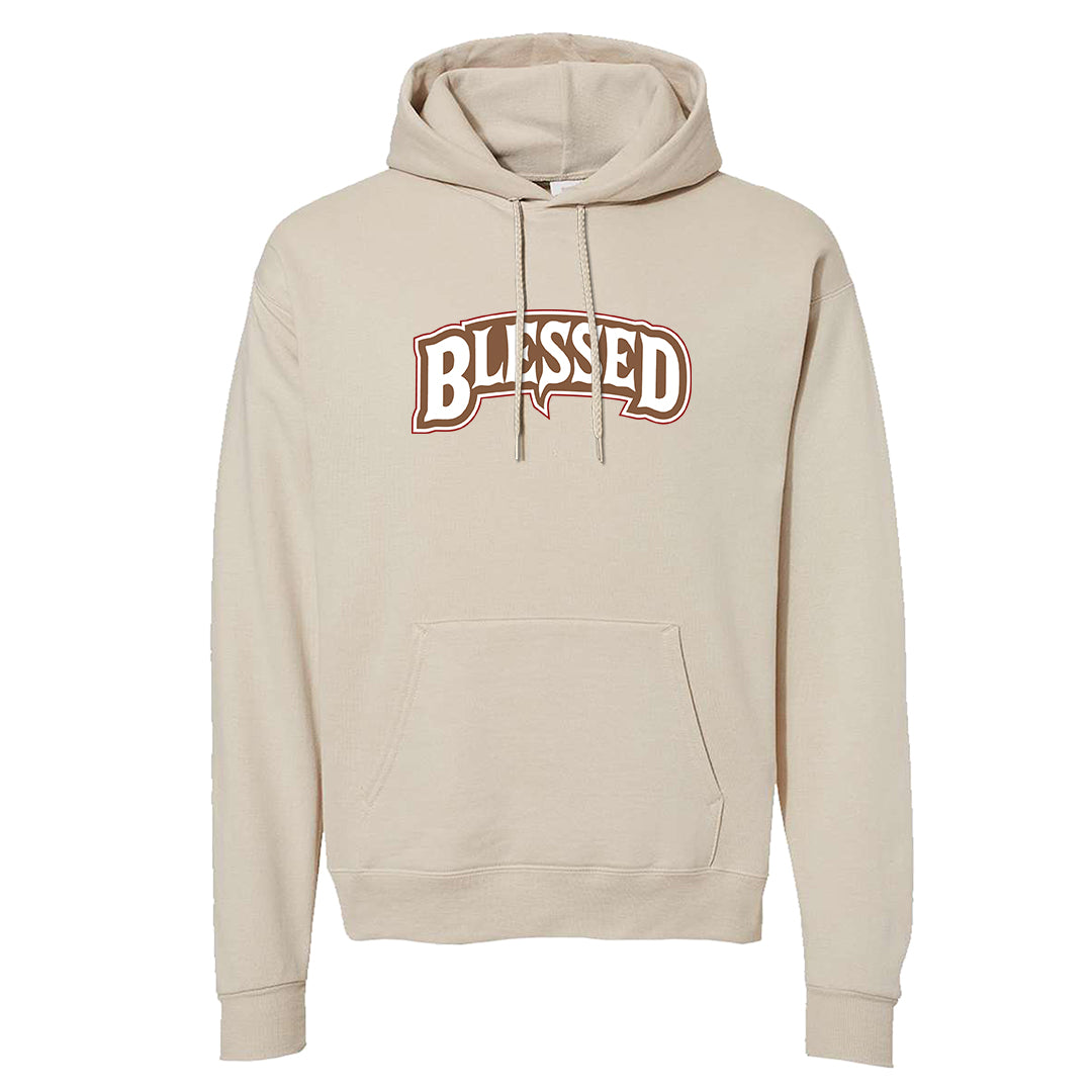 Pale Ivory Picante Red 90s Hoodie | Blessed Arch, Sand