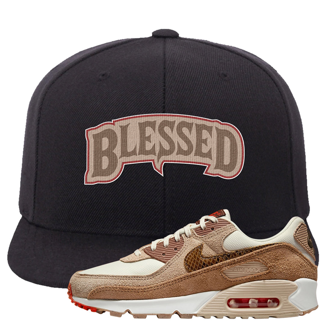 Pale Ivory Picante Red 90s Snapback Hat | Blessed Arch, Black