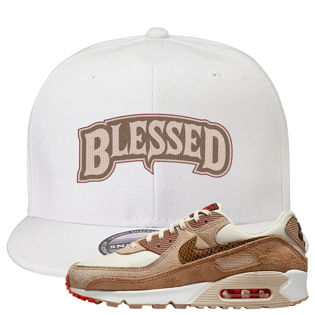 Pale Ivory Picante Red 90s Snapback Hat | Blessed Arch, White