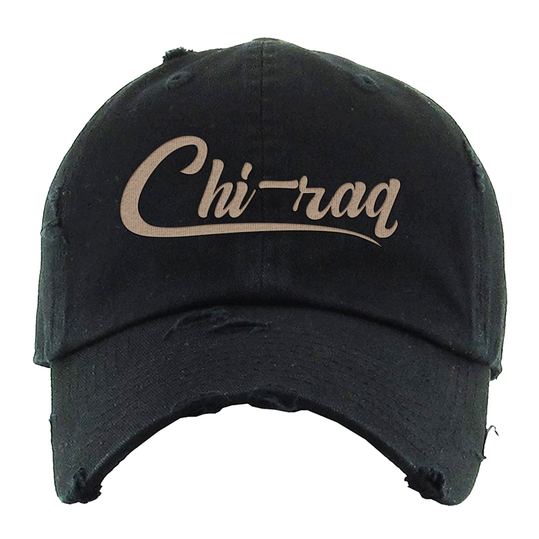 Pale Ivory Picante Red 90s Distressed Dad Hat | Chiraq, Black