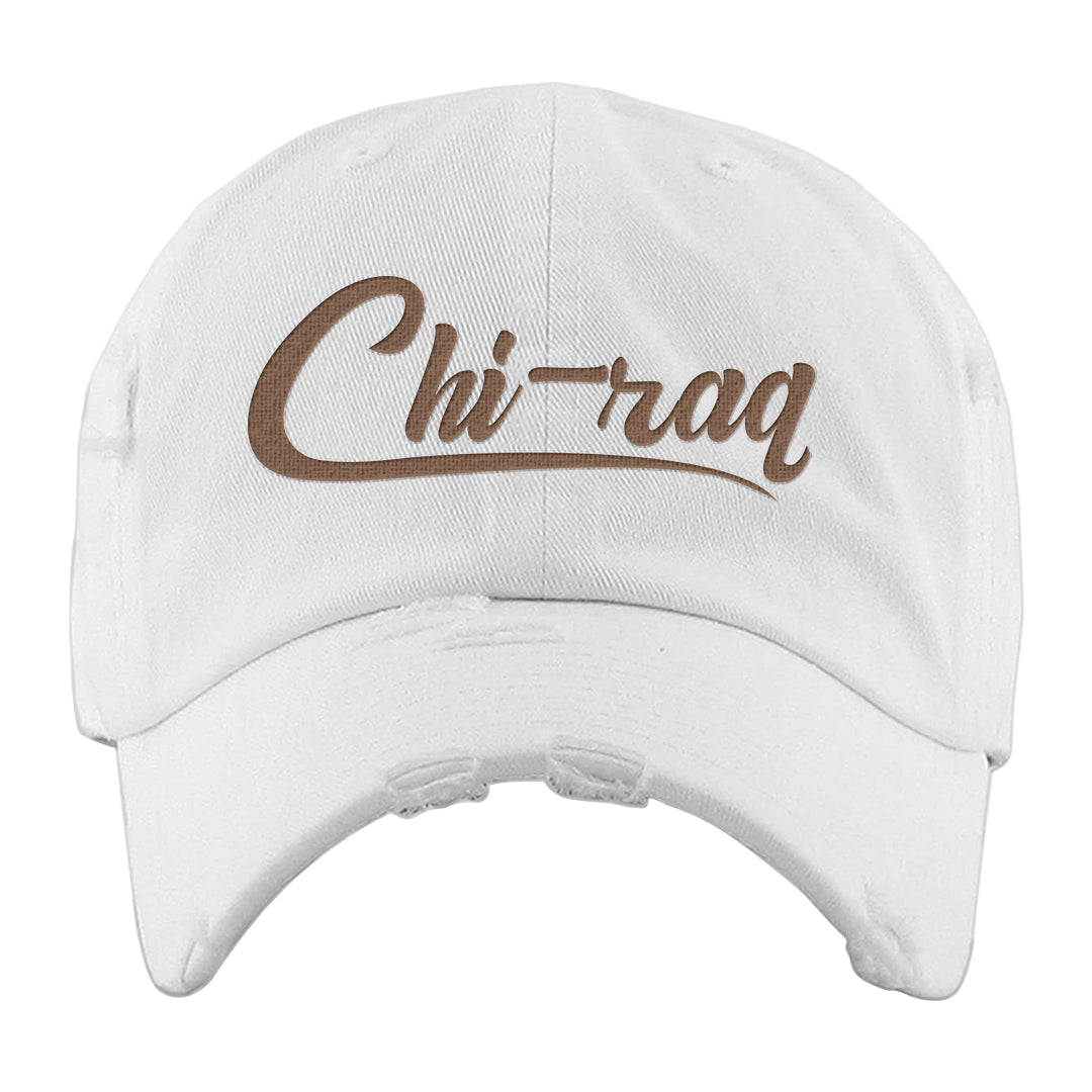 Pale Ivory Picante Red 90s Distressed Dad Hat | Chiraq, White